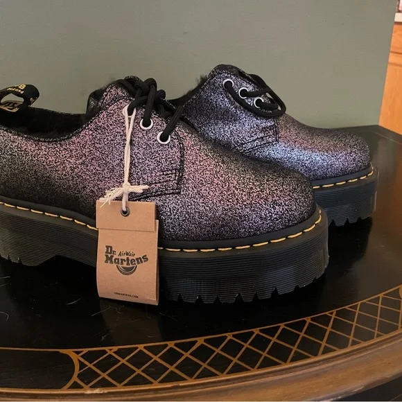 Dr. Martens Women's Glitter Loafers - Black and Silver - Picture 1 of 6